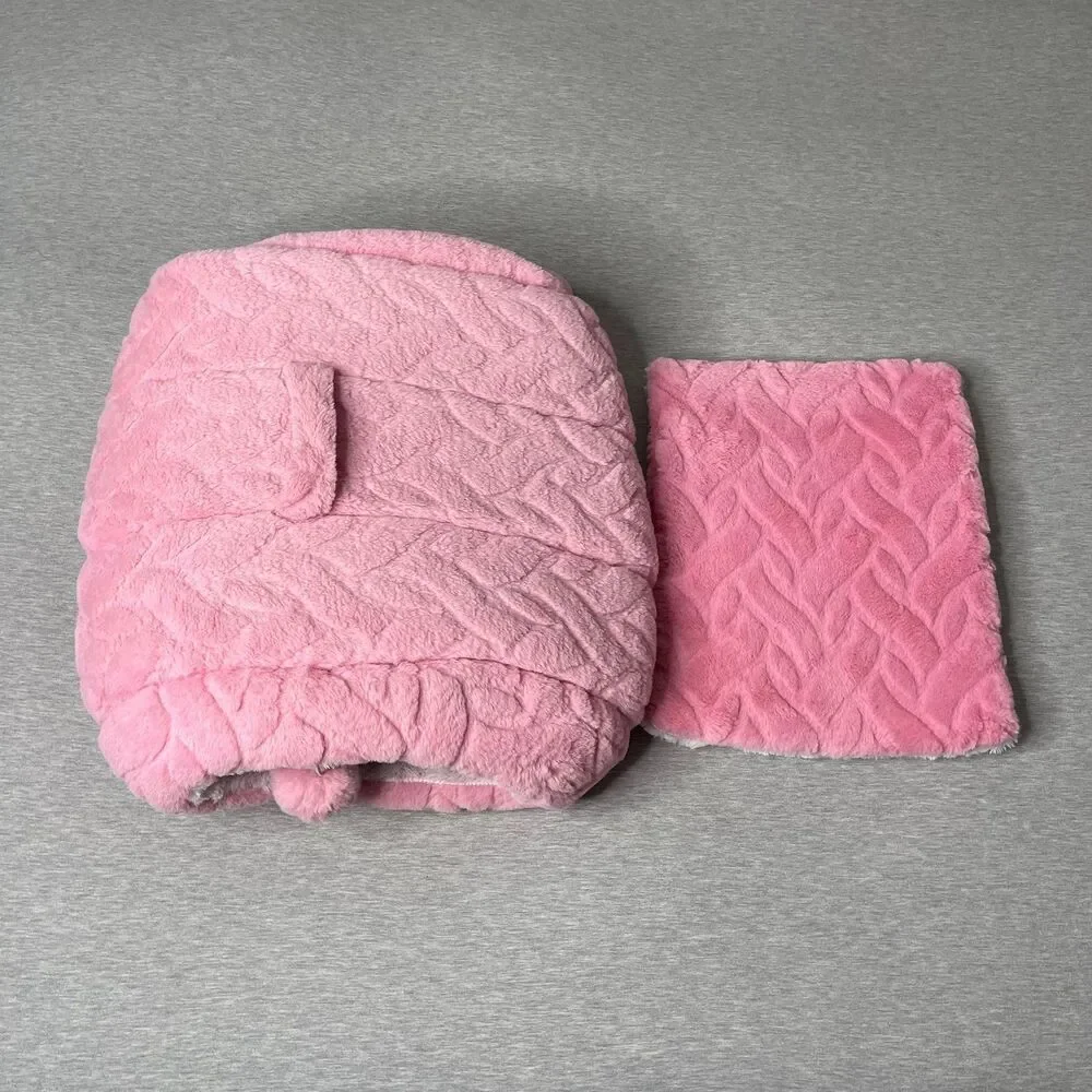 Petco Fuzzy Pink Plush Hide and Hut Cat Bed